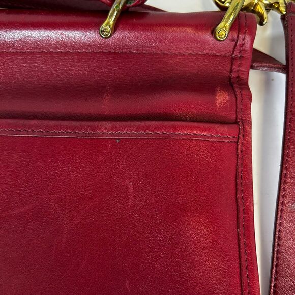 Coach Vintage 9927 Willis Red Leather Brass Top Handle Satchel Shoulder Bag - Picture 12 of 16